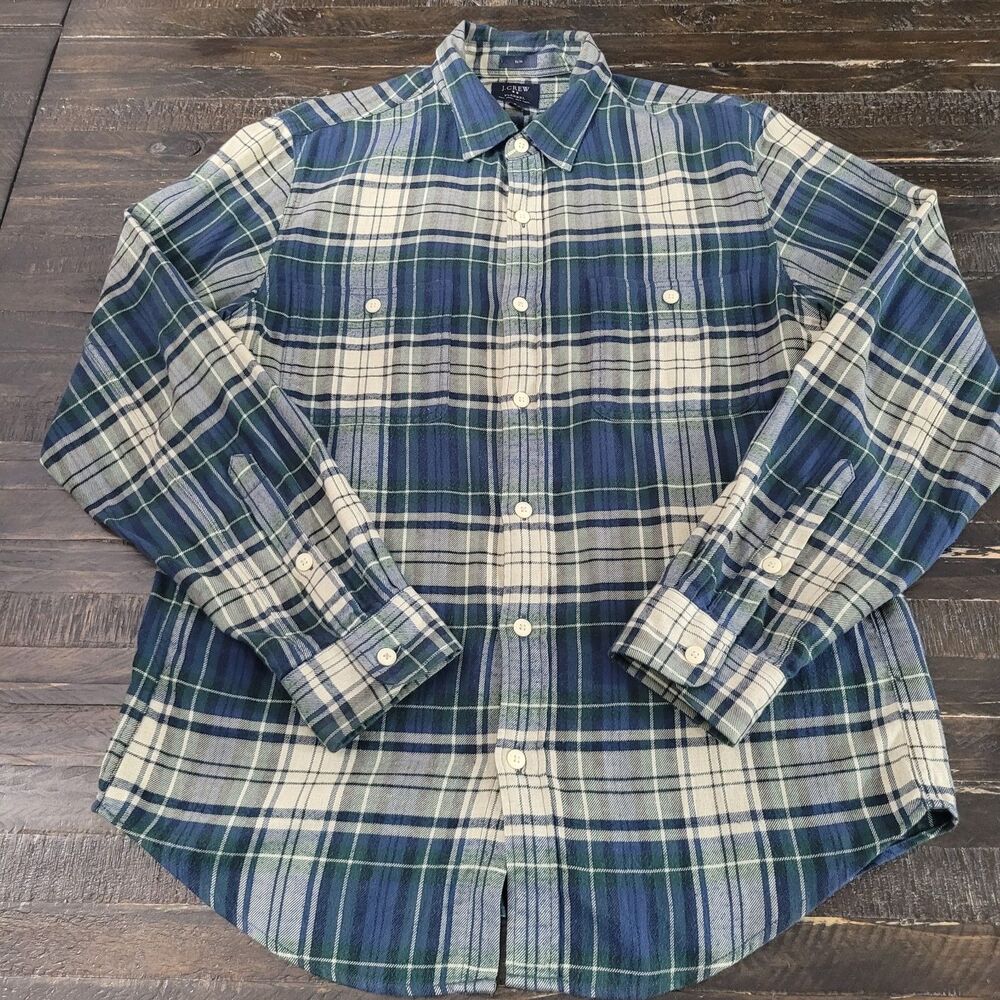 J.Crew Slim Fit Plaid Flannel Button-Up Shirt Heavy Cotton Men’s Medium